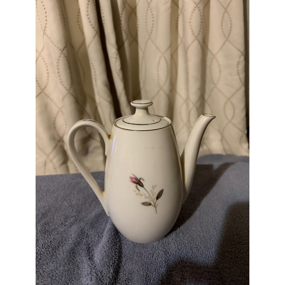Vintage White Porcelain Floral Teapot with Lid – Gold Marked
